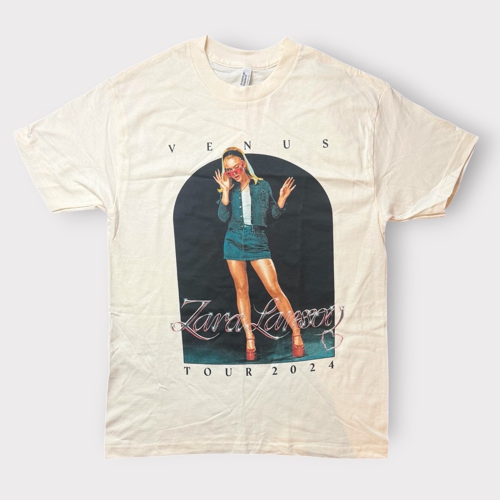 Zara Larsson Venus Tour 2024 Concert Graphic T-Shirt Cream Mens Medium American